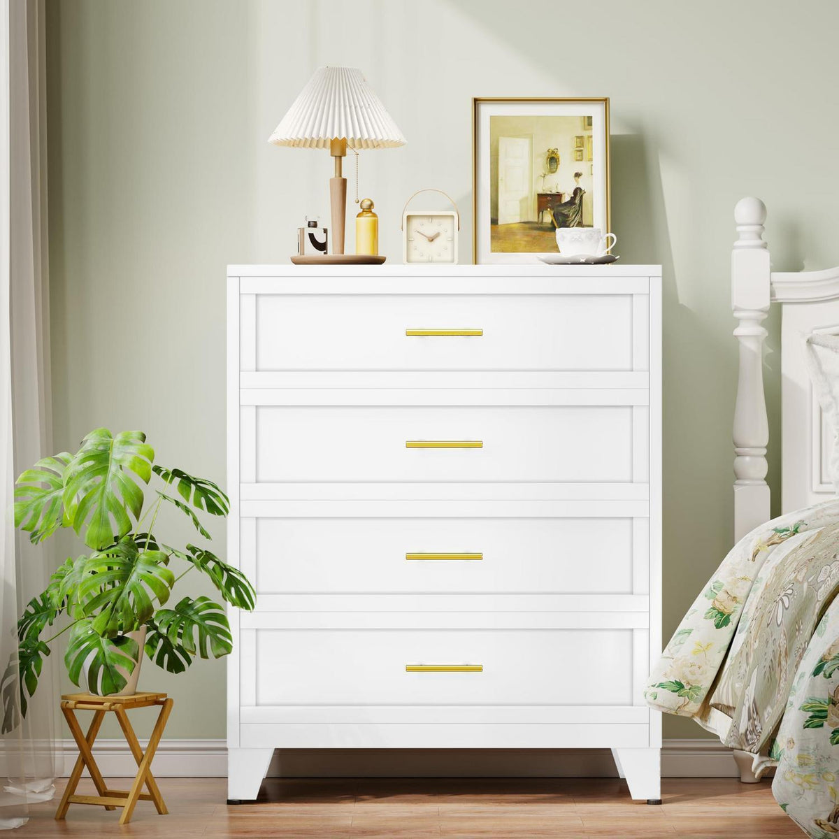 4 Schubladen Metall Datei Schrank Weiß – Kommode für Schlafzimmer & Flur