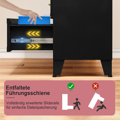 Hoche Kommode 135cm | 5 Schubladen, Schwarz | Multifunktions-Schrank