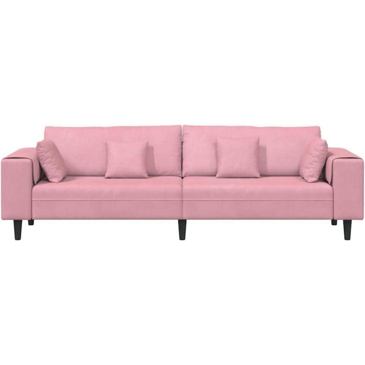 Rosa Samt U-Form Wohnlandschaft Couch mit Eckigen Armlehnen