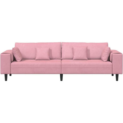 Rosa Samt U-Form Wohnlandschaft Couch mit Eckigen Armlehnen