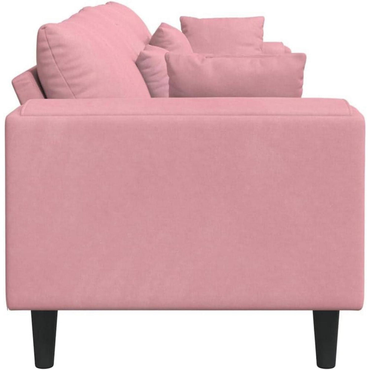 Rosa Samt U-Form Wohnlandschaft Couch mit Eckigen Armlehnen