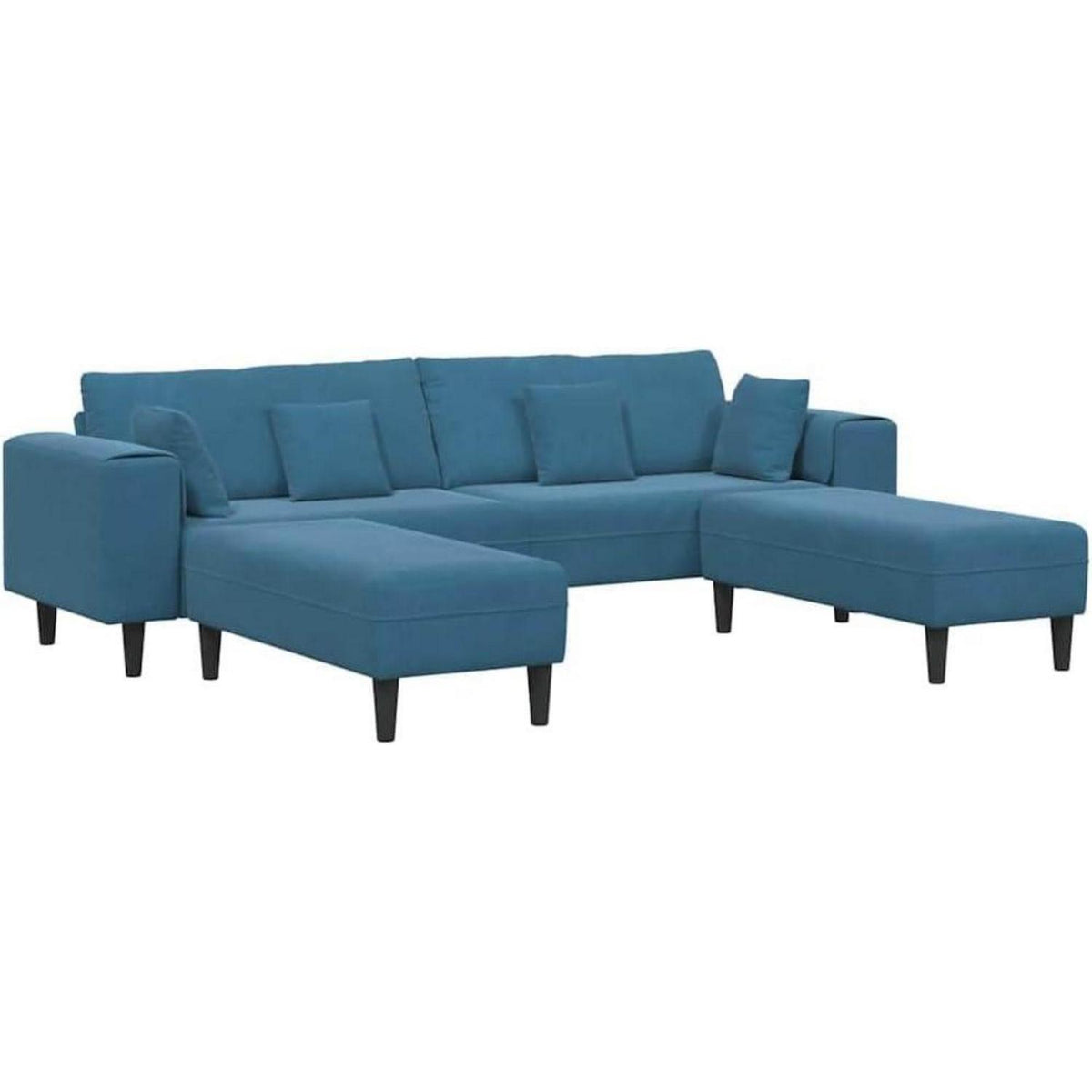 Samt Wohnlandschaft mit Schlaffunktion & Ottomane, Blau
