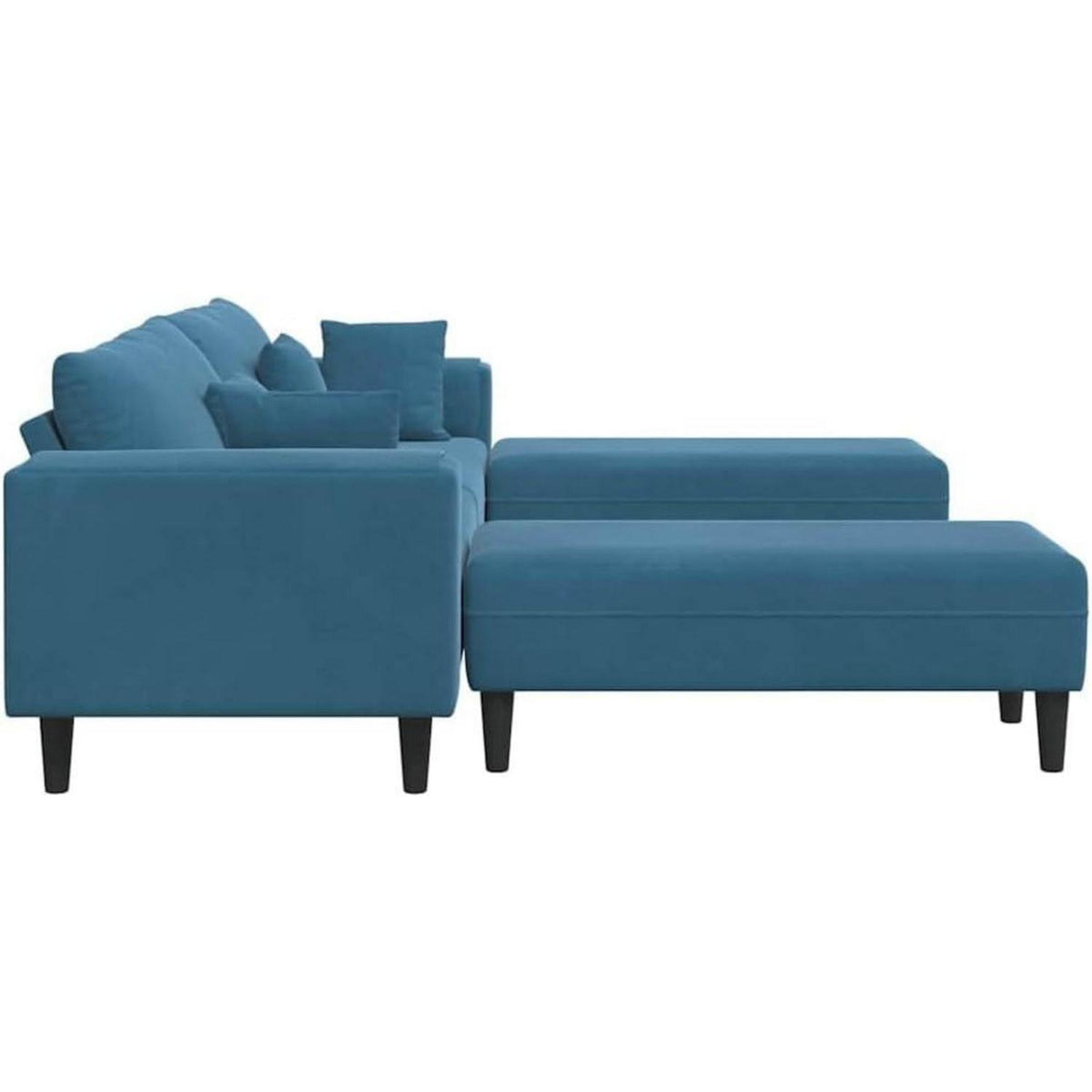 Samt Wohnlandschaft mit Schlaffunktion & Ottomane, Blau