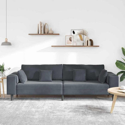 Samt Wohnlandschaft Ecksofa Dunkelgrau 208 cm