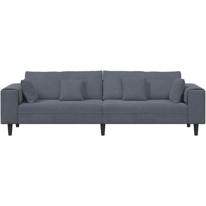 Samt Wohnlandschaft Ecksofa Dunkelgrau 208 cm
