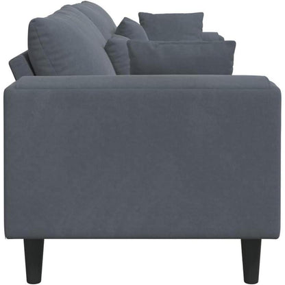 Samt Wohnlandschaft Ecksofa Dunkelgrau 208 cm