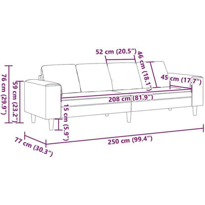 Modernes Cord Polstersofa Dunkelgrau 250cm