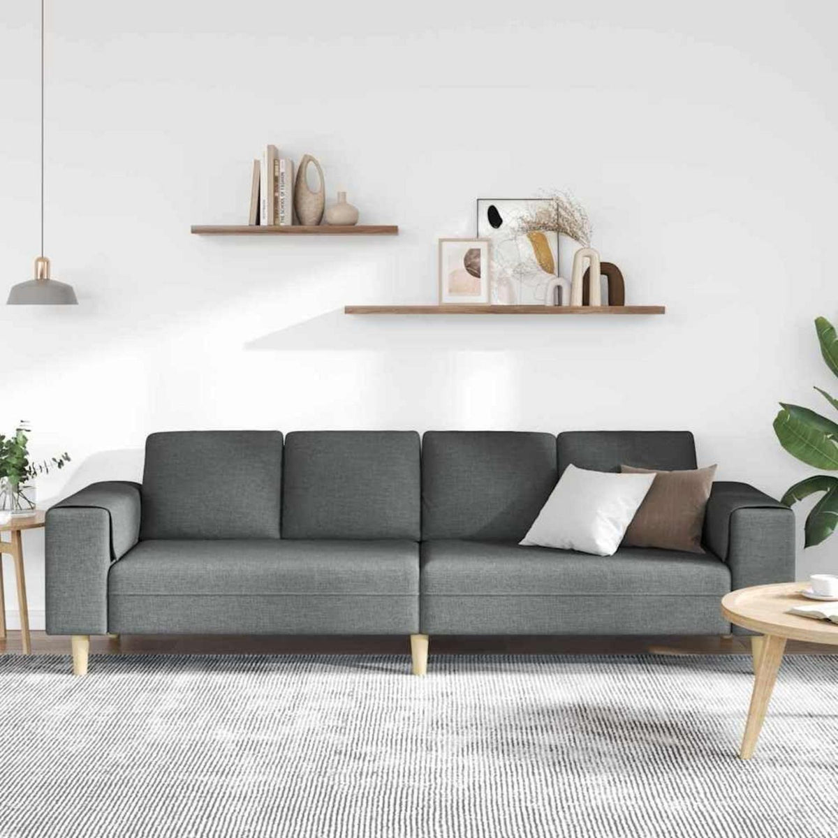 Modernes Cord Polstersofa Dunkelgrau 250cm