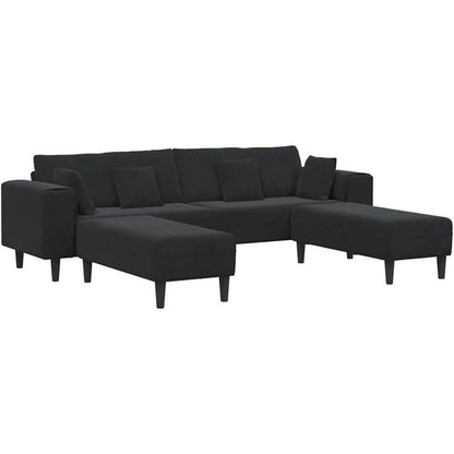 Samt Polstersofa mit Ottomane Schwarz 208 cm