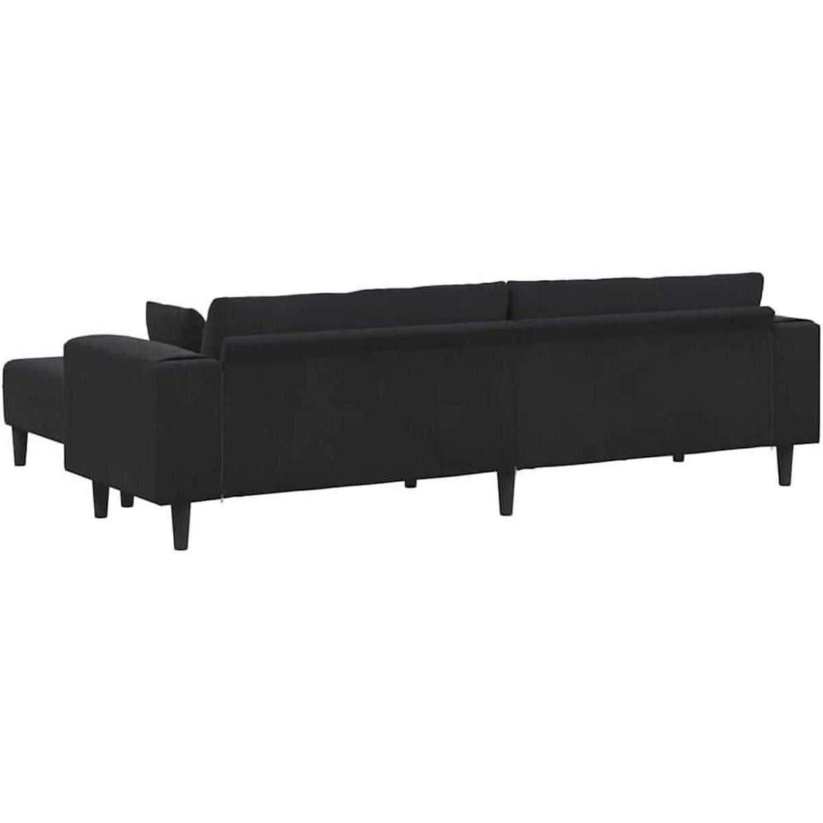 Samt Polstersofa mit Ottomane Schwarz 208 cm