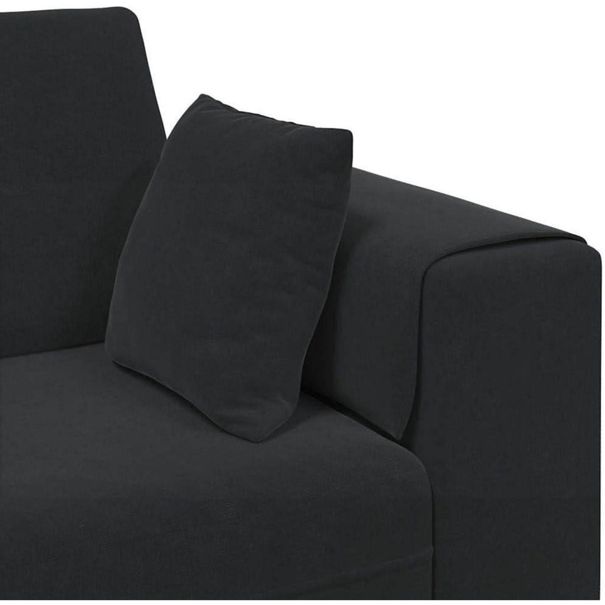 Samt Polstersofa mit Ottomane Schwarz 208 cm