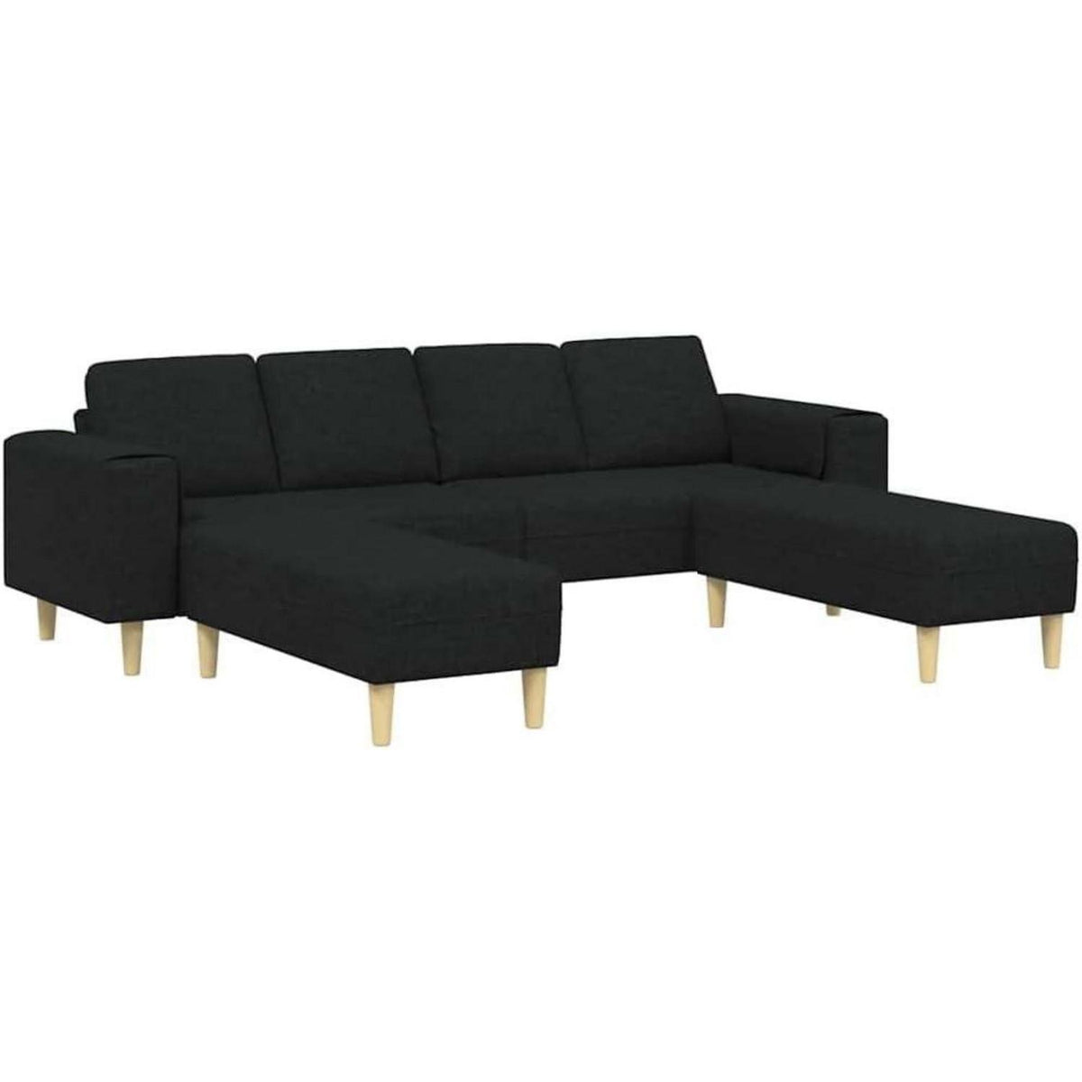 Modernes Samt Sofa Schwarz – 3-teilig mit Ottomane