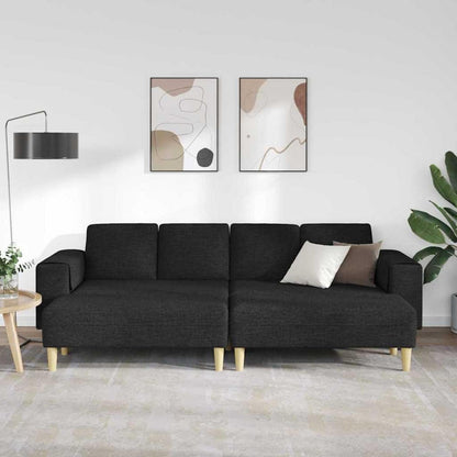 Modernes Samt Sofa Schwarz – 3-teilig mit Ottomane