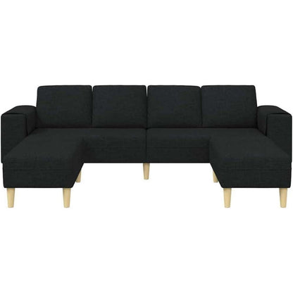 Modernes Samt Sofa Schwarz – 3-teilig mit Ottomane