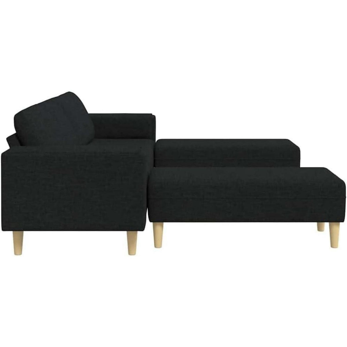 Modernes Samt Sofa Schwarz – 3-teilig mit Ottomane