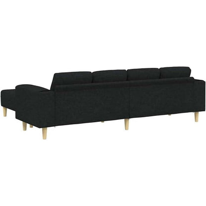 Modernes Samt Sofa Schwarz – 3-teilig mit Ottomane