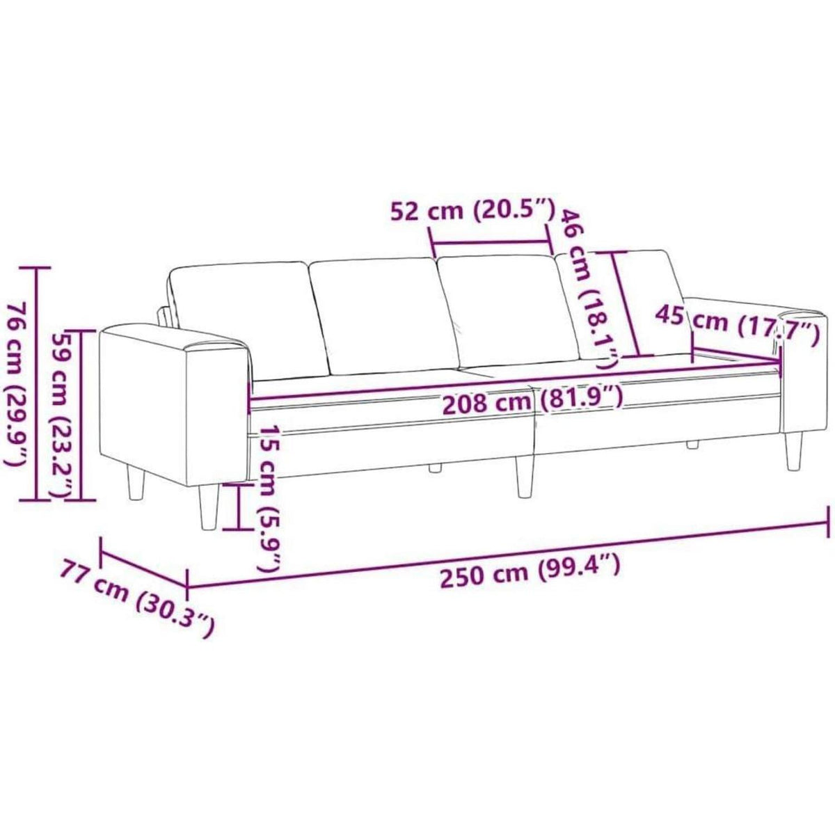 Modernes Schlafsofa 4-Sitzer Couch mit Schlaffunktion Wolken-Grau