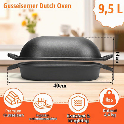 Gusseisen Brotbacktopf 40cm mit Deckel & Zubehör