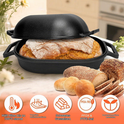 Gusseisen Brotbacktopf 40cm mit Deckel & Zubehör