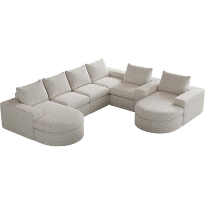 Modulares Ecksofa mit Chaiselongue – Beige Chenille Sofa
