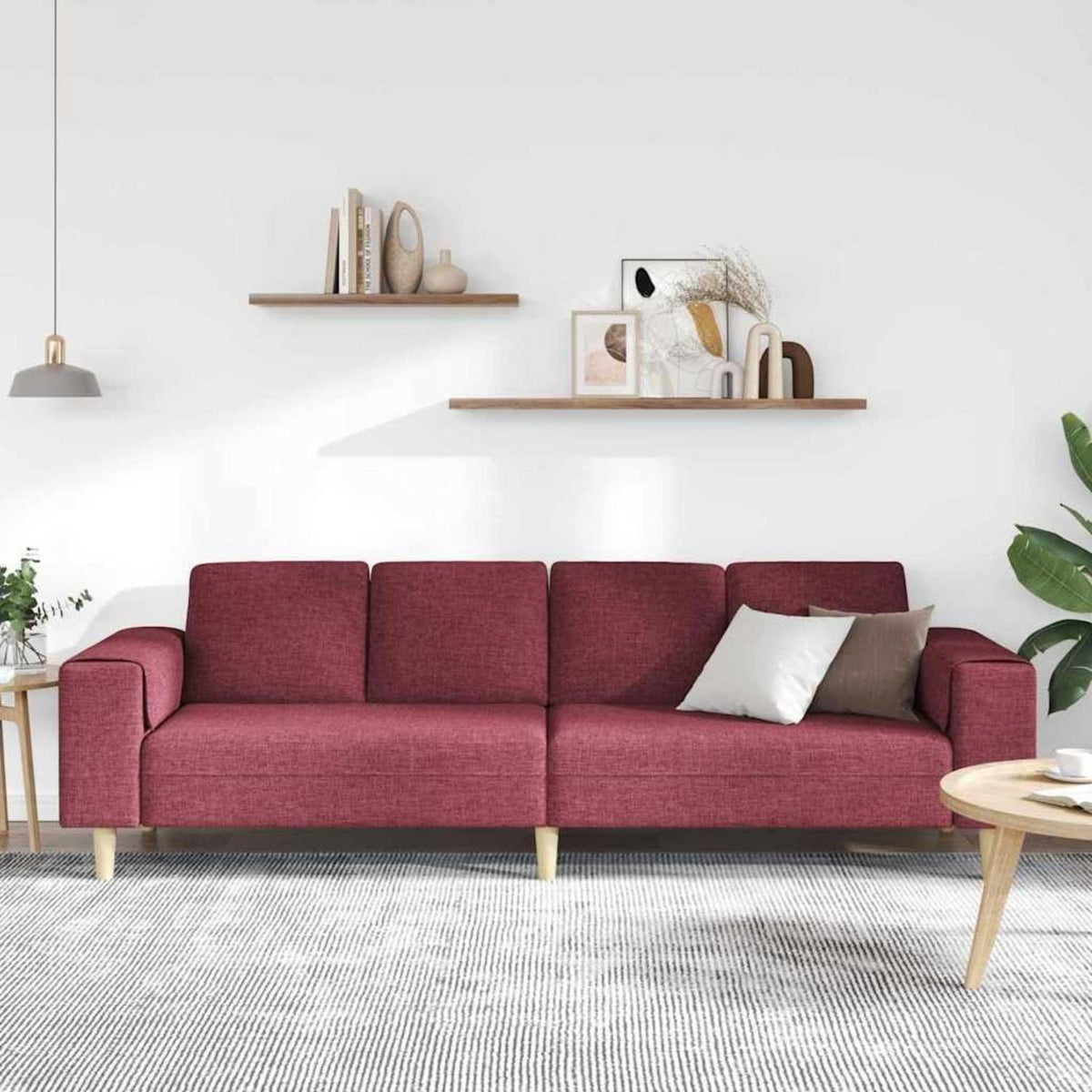 Modernes Cord Polstersofa Weinrot 250x188x76 cm