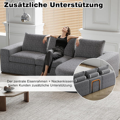 Modulares Ecksofa mit Chaiselongue, Grau – 251x160x81cm