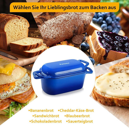 Gusseisen Bräter mit Deckel – 28cm, 3,4L, Schwarz Blau