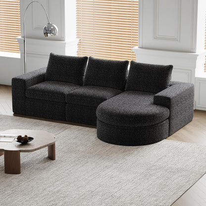 Modulares Ecksofa mit Chaiselongue Schwarz 251x160x81cm