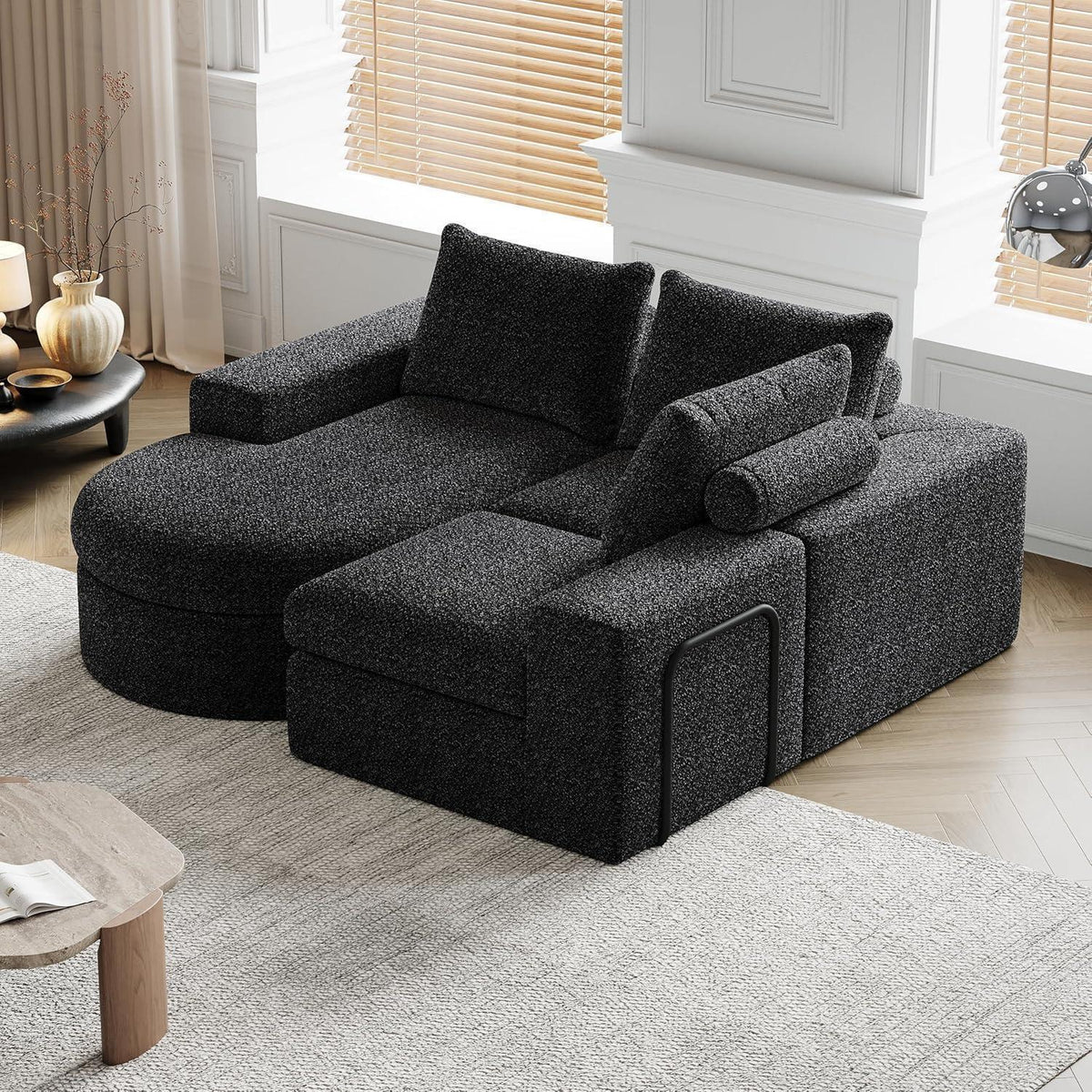 Modulares Ecksofa mit Chaiselongue Schwarz 251x160x81cm