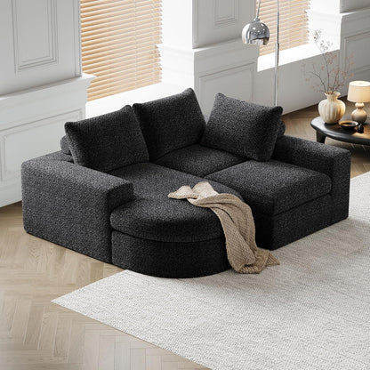Modulares Ecksofa mit Chaiselongue Schwarz 251x160x81cm
