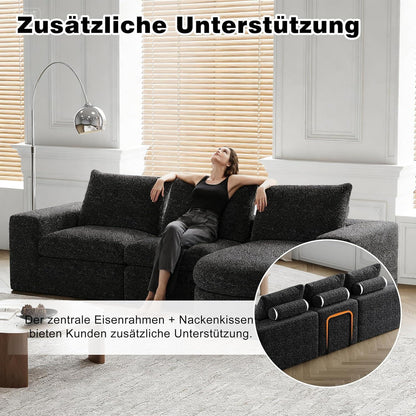 Modulares Ecksofa mit Chaiselongue Schwarz 251x160x81cm
