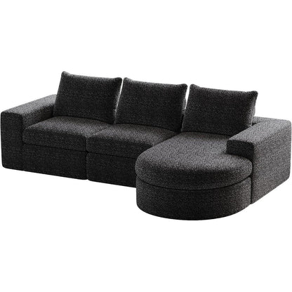 Modulares Ecksofa mit Chaiselongue Schwarz 251x160x81cm