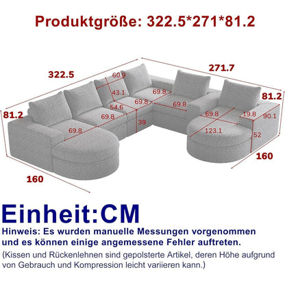 Modulares Ecksofa mit Chaiselongue & Chenille-Bezügen Schwarz