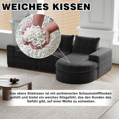 Modulares Ecksofa mit Chaiselongue & Chenille-Bezügen Schwarz