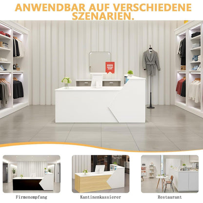Moderner Empfangstresen mit Regalen – 250x60x100cm Schwarz
