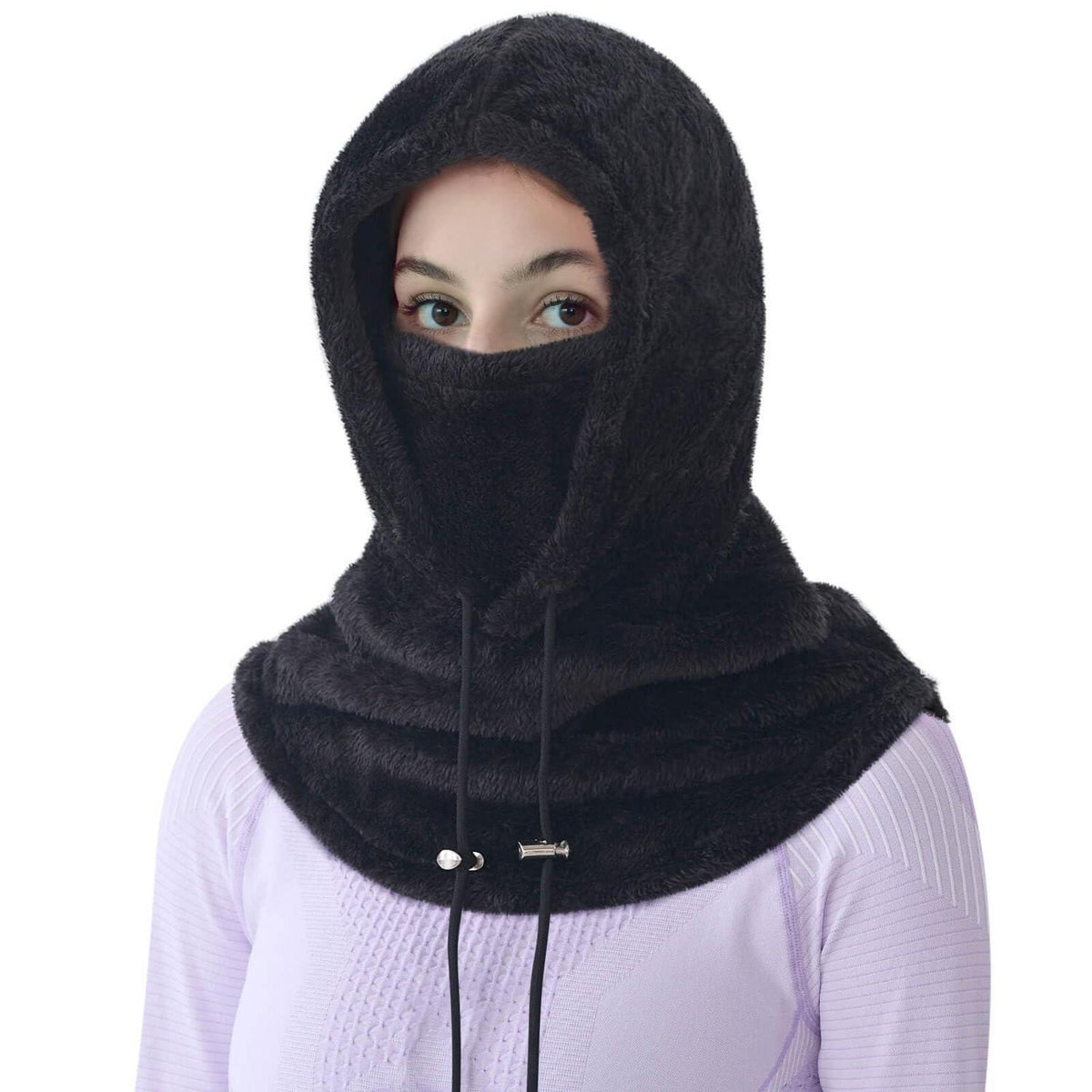 Sturmhaube Winter Damen Herren Fleece Balaclava Thermo Skimütze Schwarz
