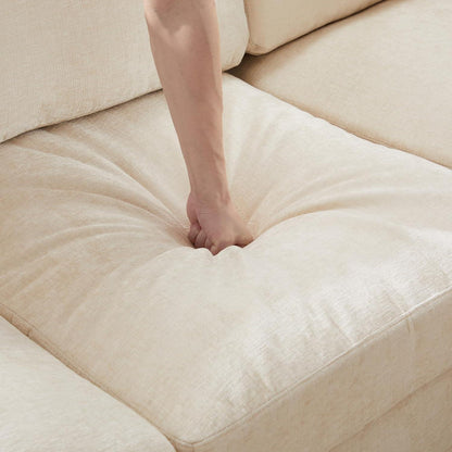 3-Sitzer Sofa mit Fußhocker & Schlaffunktion, Beige