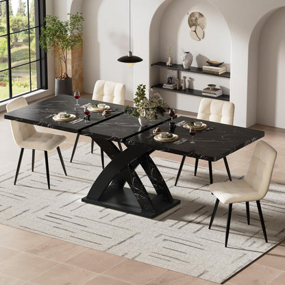 Ausziehbarer Esstisch Holz Schwarz 120-160 cm