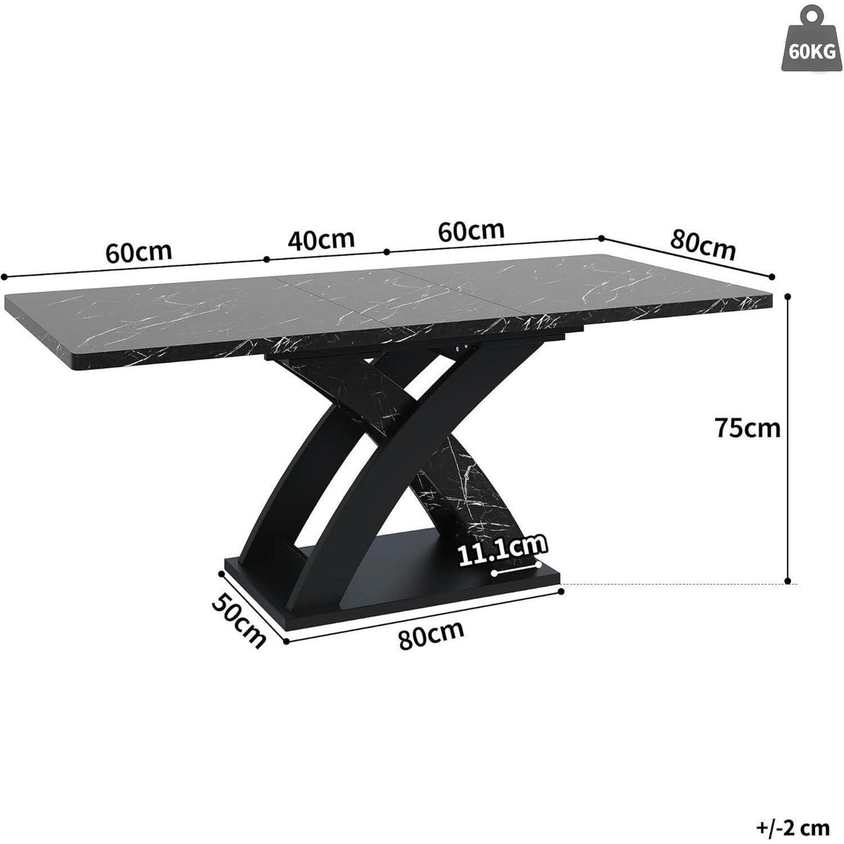 Ausziehbarer Esstisch Holz Schwarz 120-160 cm
