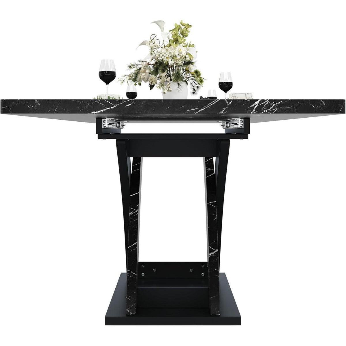 Ausziehbarer Esstisch Holz Schwarz 120-160 cm