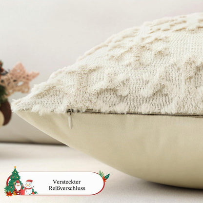 Weihnachtliche Kissenbezüge 2er Set Schneeflocken 40x60 cm Creme