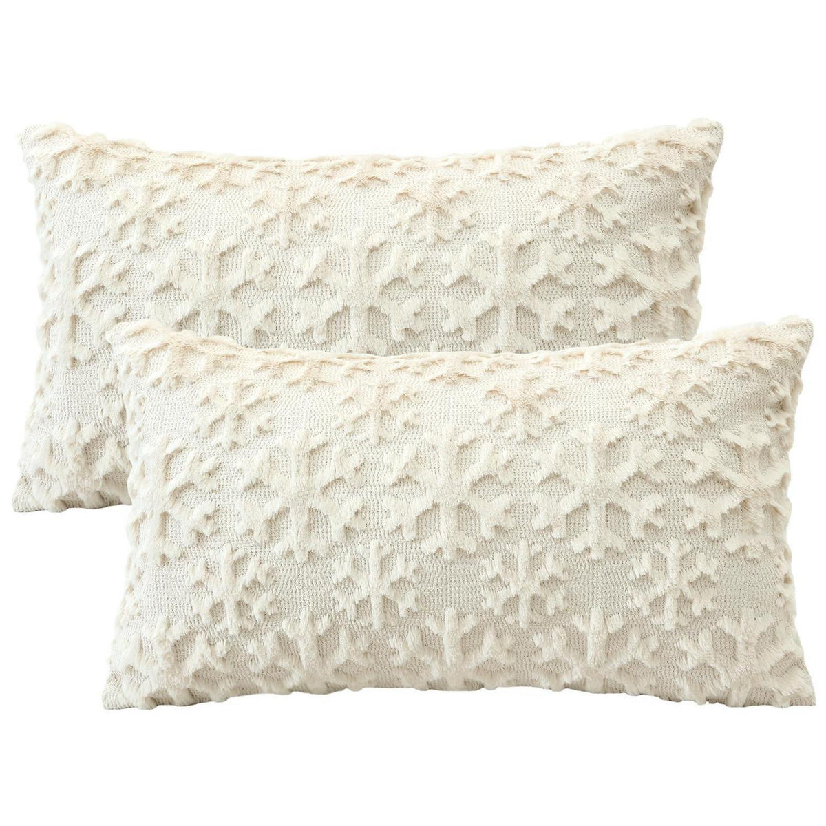 Weihnachtliche Kissenbezüge 2er Set Schneeflocken 40x60 cm Creme