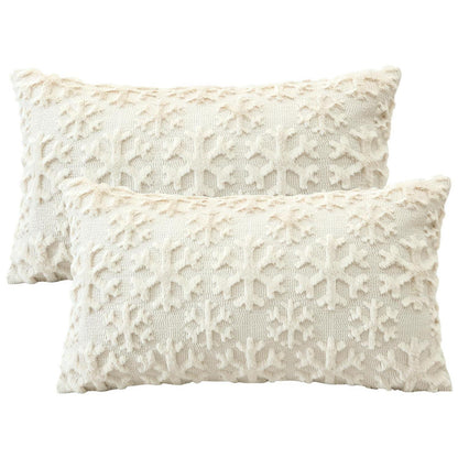 Weihnachtliche Kissenbezüge 2er Set Schneeflocken 40x60 cm Creme