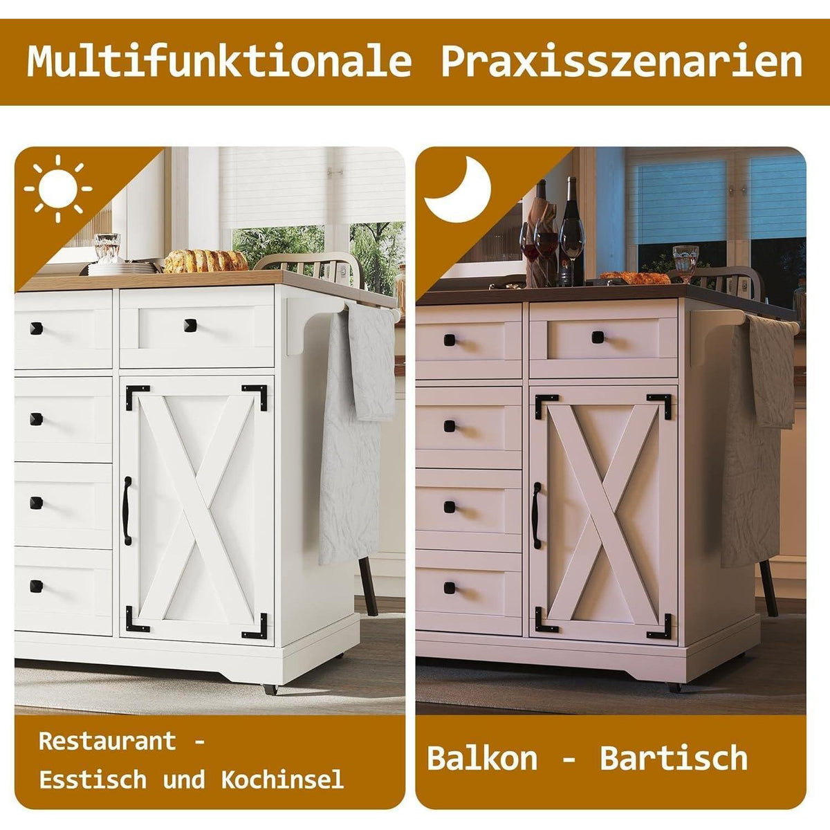 Klappbarer Servierwagen mit Stauraum – Weiß & Modern