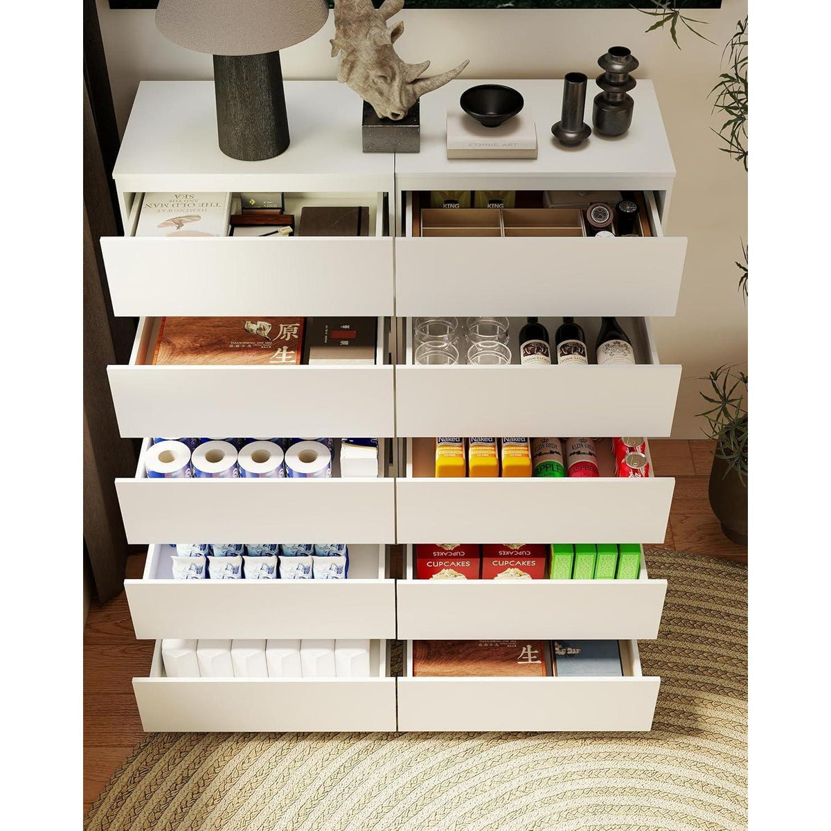 Weißer Kommode mit Schubladen – Schmaler Schrank 60x40x120.5 cm