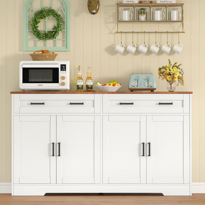 Sideboard mit Arbeitsplatte & Schubladen – Weiß 140x40x80cm