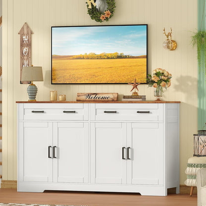 Sideboard mit Arbeitsplatte & Schubladen – Weiß 140x40x80cm