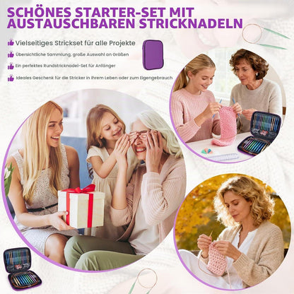 Austauschbares Rundstricknadel Set mit Zubehör – 13 Paar Nadeln