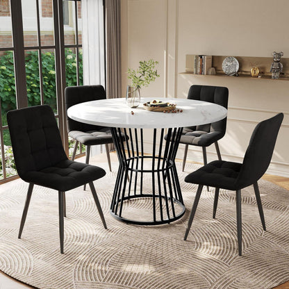 5-teiliges Esstisch Set Schwarz – Modernes Esszimmer für Küche & Wohnzimmer