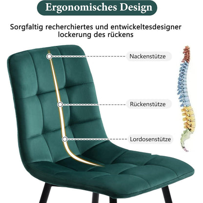 5-teiliges Esstisch Set Grün + Gold – Modernes Esszimmer